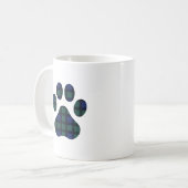 Karierte Dog Paw Print Tasse aus blauem und grünem (Vorderseite Links)