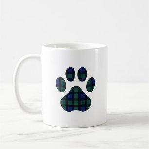 Karierte Dog Paw Print Tasse aus blauem und grünem