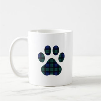 Karierte Dog Paw Print Tasse aus blauem und grünem