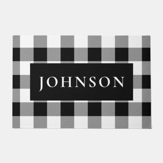 Karierte Doormat in Schwarz und Weiß Buffalo Fußmatte (Vorderseite)