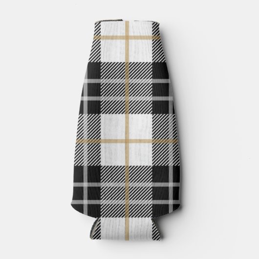 Karierte Dose in Schwarz und Weiß Flaschenkühler (Vorderseite)