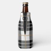 Karierte Dose in Schwarz und Weiß Flaschenkühler (Flasche Rückseite)
