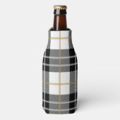 Karierte Dose in Schwarz und Weiß Flaschenkühler (Flaschenvorderseite)