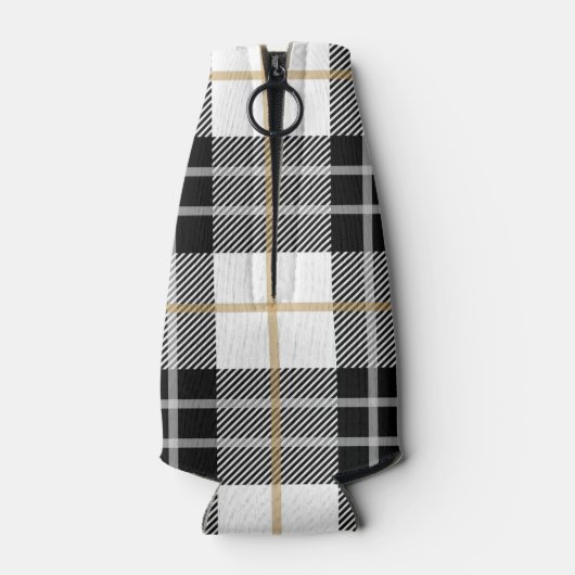 Karierte Dose in Schwarz und Weiß Flaschenkühler (Rückseite)