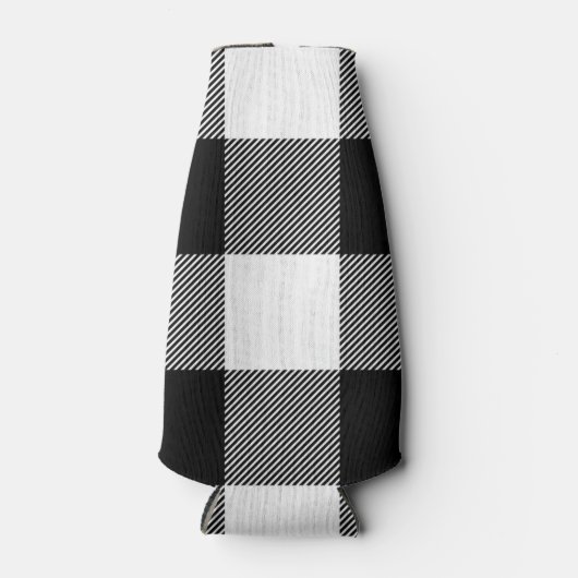 Karierte Dose, schwarz und weiß Flaschenkühler (Vorderseite)