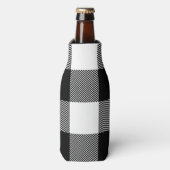 Karierte Dose, schwarz und weiß Flaschenkühler (Flaschenvorderseite)