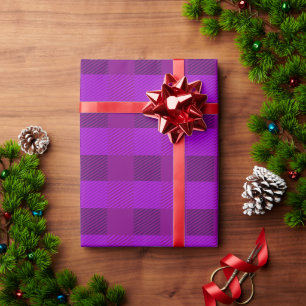 Karierte Druckausgabe Lila Geschenkpapier