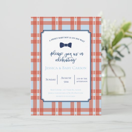 Karierte Einladung (Stehend Vorderseite)