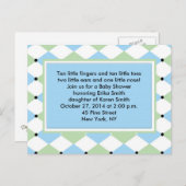 Karierte Einladung von Blue Diamond (Vorne/Hinten)