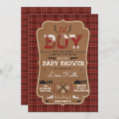 Karierte Einladungen für Lumberjack Baby Boy Showe (Vorne/Hinten)