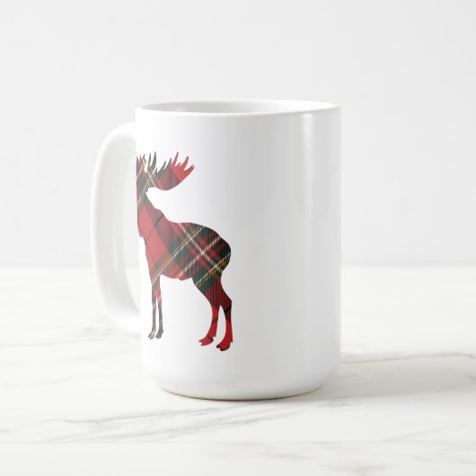 Karierte Elch-Kaffee-Tasse Kaffeetasse (Vorderseite Links)