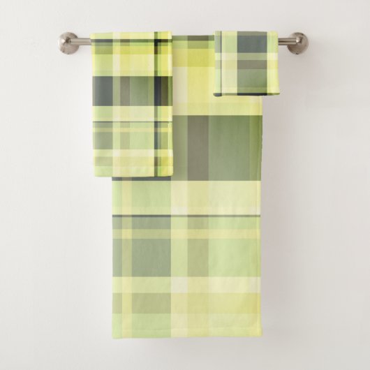 Karierte Fall Shades Grüntöne, grau, Buttercreme Badhandtuch Set (Insitu)