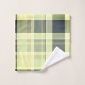 Karierte Fall Shades Grüntöne, grau, Buttercreme Badhandtuch Set (Waschlappen)