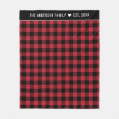 Karierte Familienmonogramm aus rotem und schwarzem Fleecedecke (Vorderseite)