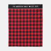 Karierte Familienmonogramm aus rotem und schwarzem Fleecedecke (Vorderseite)