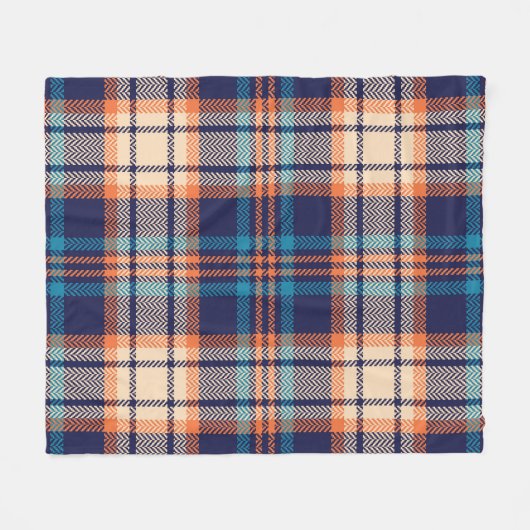 Karierte Farbmuster in Blau, Orange, Beige. Ihr Fleecedecke (Vorderseite (Horizontal))