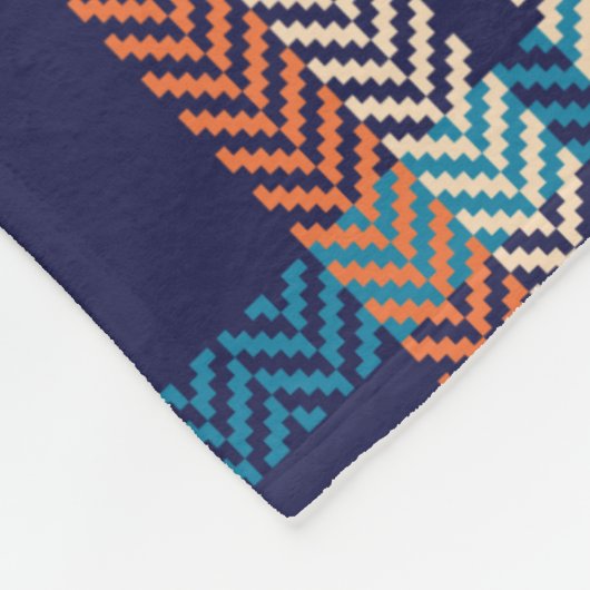 Karierte Farbmuster in Blau, Orange, Beige. Ihr Fleecedecke (Ecke)