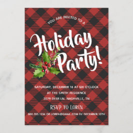 Karierte Feier in Rot und Schwarz Buffalo einladen Einladung