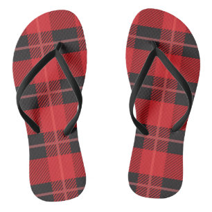 Karierte Flip Flops in Rot und Schwarz Badesandalen
