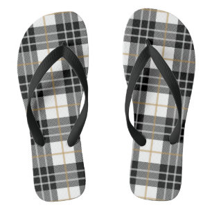 Karierte Flip Flops in Schwarzweiß Badesandalen