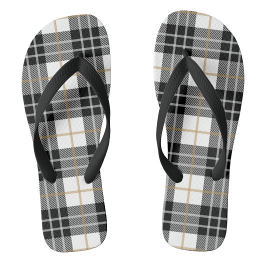 Karierte Flip Flops in Schwarzweiß Badesandalen (Fußbett)
