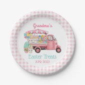 Karierte Flora und Fauna Ostern Pappteller (Vorderseite)