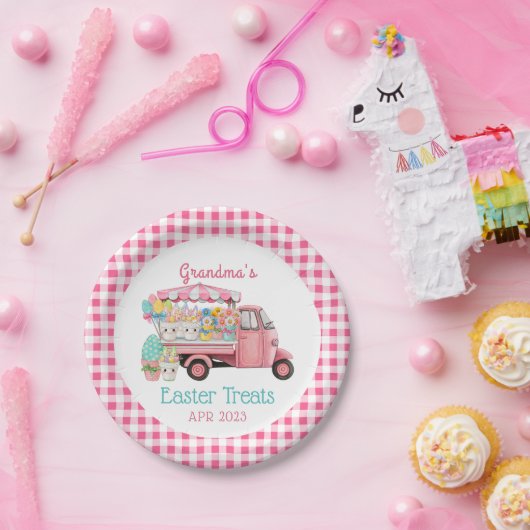 Karierte Flora und Fauna Ostern Pappteller (Party)