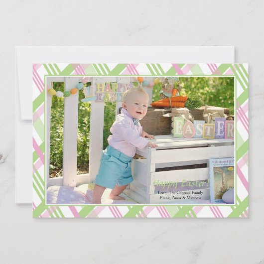 Karierte Foto Frame Osterkarte Feiertagskarte (Vorderseite)