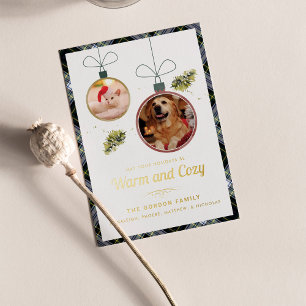 Karierte Fotos für Weihnachten Haustiere Gordon Ta Folien Feiertagskarte