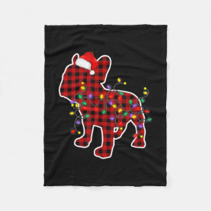 Karierte Französische Bulldogge Weihnachts-Pyjamas Fleecedecke