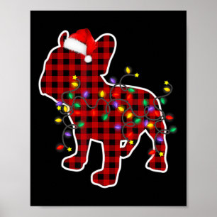 Karierte Französische Bulldogge Weihnachts-Pyjamas Poster