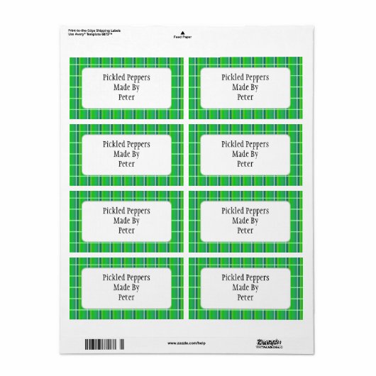 Karierte, frisch grüne Canning-Labels (Vorne)