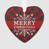 Karierte Frohe Weihnachtsschneeflocke Ornament (Vorderseite)