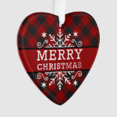 Karierte Frohe Weihnachtsschneeflocke Ornament (Vorderseite)