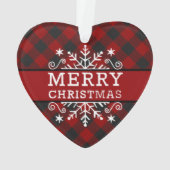 Karierte Frohe Weihnachtsschneeflocke Ornament (Rückseite)