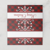 Karierte Frohe Weihnachtsschneeflocke Platzkarte (Außenseite Aufgefaltet)