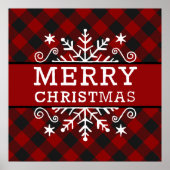 Karierte Frohe Weihnachtsschneeflocke Poster (Vorne)