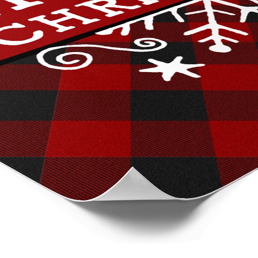 Karierte Frohe Weihnachtsschneeflocke Poster (Ecke)