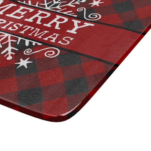 Karierte Frohe Weihnachtsschneeflocke Schneidebrett (Ecke)