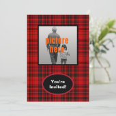 Karierte Geburtstagsparty in Rot-Schwarz Einladung (Stehend Vorderseite)