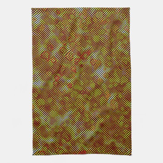 Karierte, gelb-orange Streifen Geschirrtuch (Vertikal)