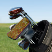 Karierte, gelb-orange Streifen Golf Headcover (In Situ)