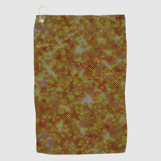 Karierte, gelb-orange Streifen Golfhandtuch (Vorderseite)