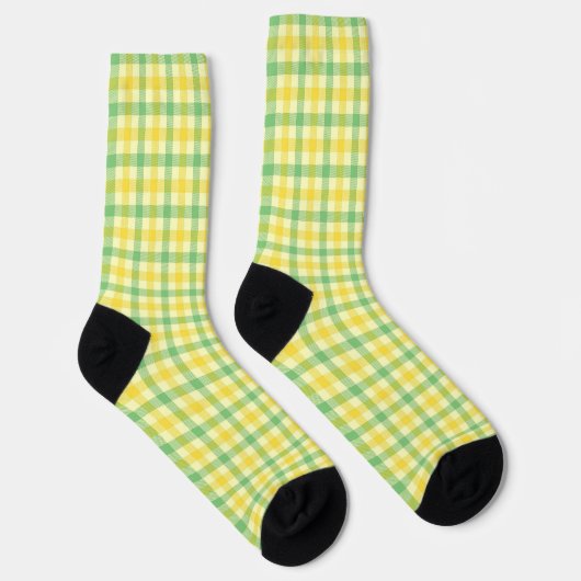 Karierte, gelbe Retro-Socken Socken (Rechts)