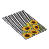 Karierte gelbe Sonnenblumen in Schwarz-Weiß-Buffal Notizblock (Rechte Seite)