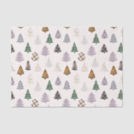 Karierte Gemusterte Weihnachtsbaumen aus Weiß Seidenpapier