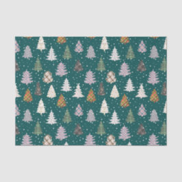 Karierte Gemusterte Weihnachtsbaummuster im Grünen Seidenpapier