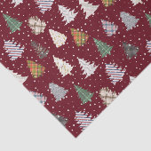 Karierte Gemusterte Weihnachtsbaummuster im Maroon Seidenpapier (Ausschnitt)