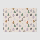 Karierte Gemusterte Weihnachtsbaummuster in Creme Seidenpapier (Vorderseite)