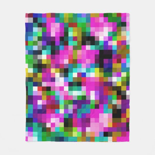 Karierte geometrische Pixel Fleecedecke (Vorderseite)